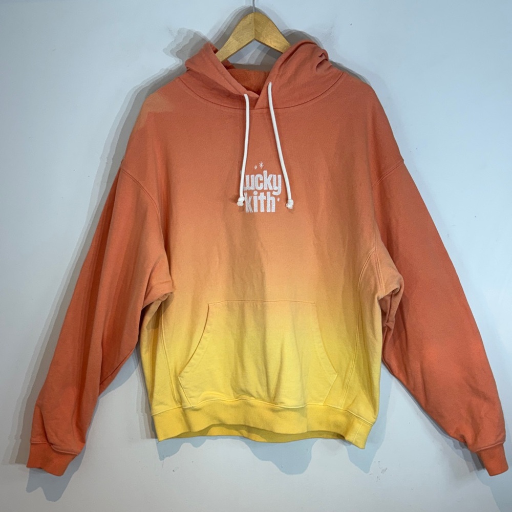 Kith for Lucky Charms Dip Dye Williams III Hoodie orange/yellow colorway size L